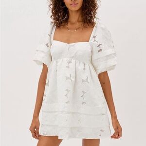 For Love & Lemons Evelyn Babydoll Dress in Ivory - size XS